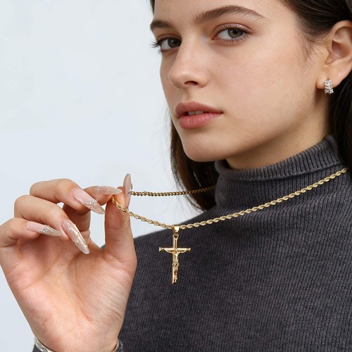 Collier croix jésus argent - collier,