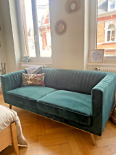 Canapé velours vert style art déco - 2/3 places ( non convertible )