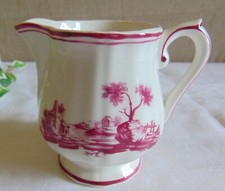 POT A CREME OU A LAIT FAIENCE DE GIEN DECOR PAYSAGES ROSES