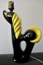 Lampe en Céramique Noir Jaune année 50 Style Jouve