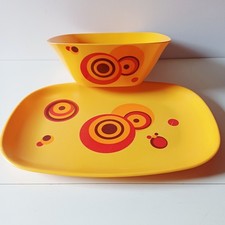 Plateau et Saladier en Melamine, MELSTAR Made In France, Annees 70's Vintage