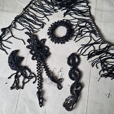 5 ELEMENTS NAPOLEON III Perles Jais Passementerie XIXè Victorian French Pearls