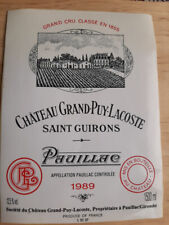 étiquette vin chateau grand puy lacoste 1989 Pauillac wine label