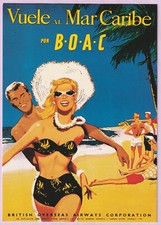 CPM Reproduction Affiche VUELE AL MAR CARIBE POR BOAC (Caraïbes), 15 X 21 cm