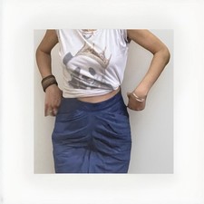 Jupe En Cuir Et Daim Bleu Klein Des Années 80