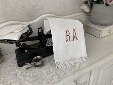 Linge Ancien 1 Serviette De Toilette FRANGÉ Monogramme A R