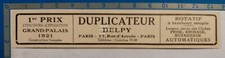 DUPLICATEUR DELPY 1er prix Grand Palais 1922 publicité advert  