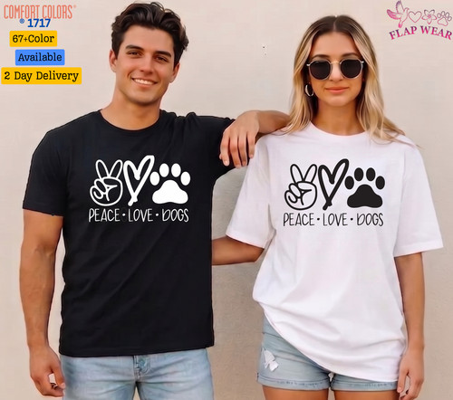 Unisex peace love dogs printed - peace,