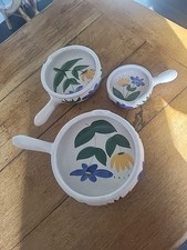 3 POELONS CASSEROLES VINTAGE POTERIE DU MARAIS FLEURS