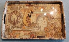 Plateau laqué décor Art Nouveau – 49 x 23 cm