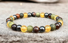 Bracelet de perles Citrine, œil de Taureau, Jade et Hématite, Sur mesure