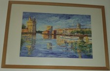 Tableau Cadre Aquarelle Port