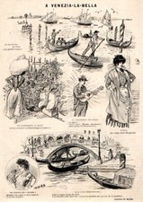 VENISE LIDO RIALTO GONDOLE ZATERRE MARS HUMOUR 1911 PRINT VENICE VENEZIA GONDOLA
