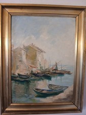 tableau peinture HSP signé WOLF ??  Provence Martigues Marine