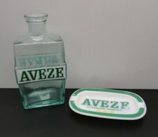 Lot d'une carafe AVEZE en verre avec un cendrier vintage collection bistrot bar