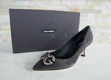 Dolce & Gabbana D&g Taille 36 Pumps Chaussures Cuir Sauvage Gris Neuf Autrefois