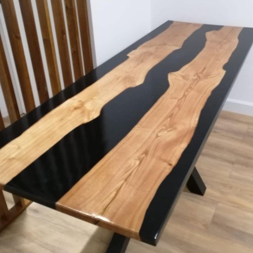 Black epoxy wood table - epoxy,
