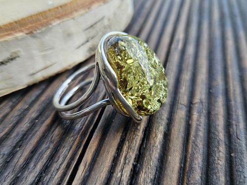 Bague ambre vert la - ambre,