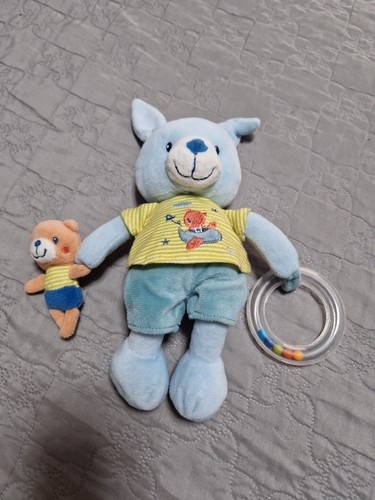 Doudou lapin pommette bleu - pommette,