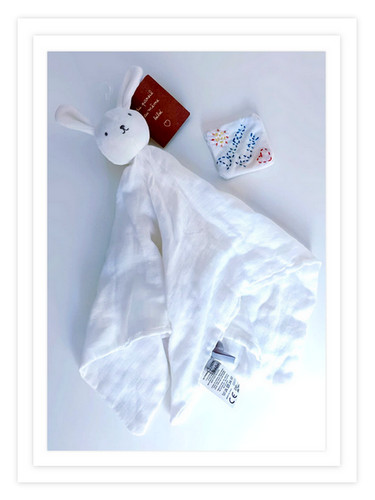 Doudou plat carré lange - doudou, lapin