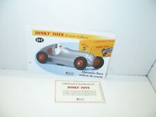 1 fiche + certif. DINKY TOYS ATLAS repro ref 23 C, auto de course mercedes benz