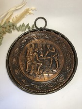 Assiette / plat décoratif en cuivre - Anneau mural - 860g - Fer forgé