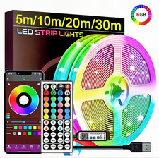 RGB LED Strip 1–30M SMD 5050 3528 Color Changing Lights App Remote Flexible Tape