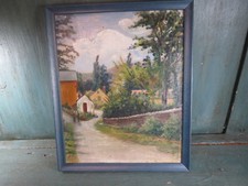 tableau ancien village signé