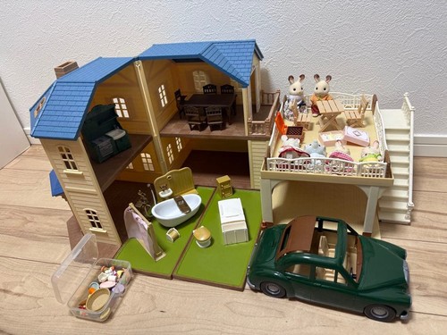Maison toit bleu sylvanian - bleu,
