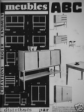 PUBLICITÉ 1957 MEUBLES ABC CRÉATIONS ROGER LANDAULT DISTRBUÉS PAR SIBERT GODFRID