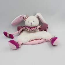 Doudou et compagnie marionnette Cerise le lapin blanc rose prune - 26469