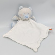 Doudou ours blanc gris bleu