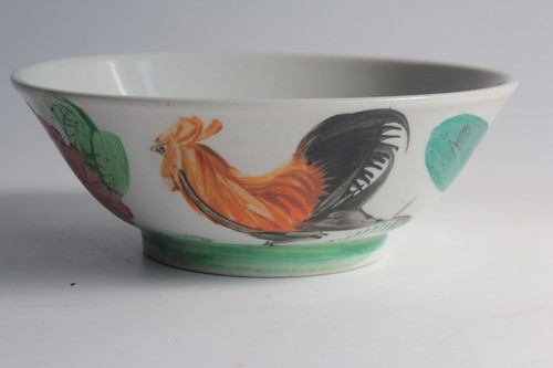 Bol porcelaine peint - main, coq