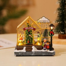 Figurine Miniature en résine pour serre de Village illuminée de noël, avec