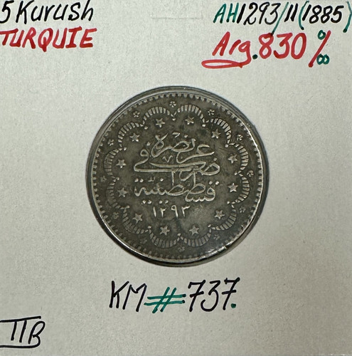 Turquie kurush 1885 ah - -, 5