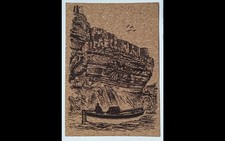 Carte Postale-Un Pêcheur dans sa Barque devant les Falaises de Bonifacio