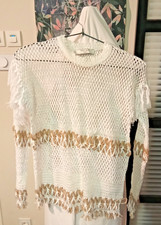 Teddy Smith pull blanc maille ajourée style bohème