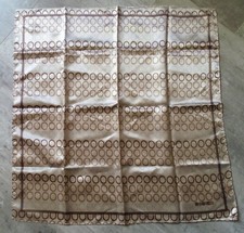 Foulard vintage Rodier beige et bleu géométrie Vintage scarf brown an blue