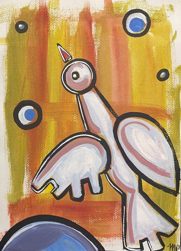 Palombe gouache art naif - palombe,