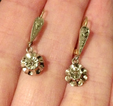 Or 750-Diamant Dormeuses 1900