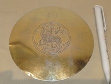 14 Cm/ANCIENNE PATENE/ARGENT VERMEIL POINÇONS/110 gr/ USURES/Agneau Biblique