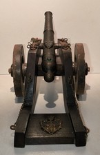 Ancien Canon Miniature Artisanal ? Bronze ? Bois Et Fer Réplique A Identifier 