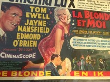 POSTER ORIGINAL DE COLLECTION ENTOILE FILM LA BLONDE ET MOI AVEC JAYNE MANSFIELD