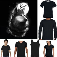 Lune Loup T-Shirt Hommes Animal Visage Américain Garou Horreur Camping Halloween
