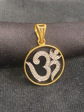 Pave 0,38 Cts Ronde Brillante Couper Diamants Unisexe OM Pendentif En 750 18K Or