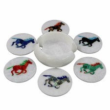 Marbre Coaster Set Multicolore Pierre Main Décor Maison Pour Gift