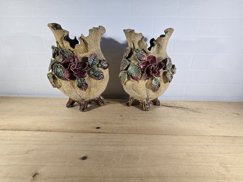 Paire vases barbotine - paire, de