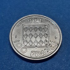 Pièce de monnaie 100 francs Rainier III Monaco année 1956 qualité SUP nettoyée.