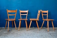 Série de 4 chaises vintage scandinaves en bois clair pour bistrot cuisine r