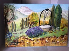 Peinture à l'huile, toile d'artiste :Tableau signé M.H. Keruguel en Provence .